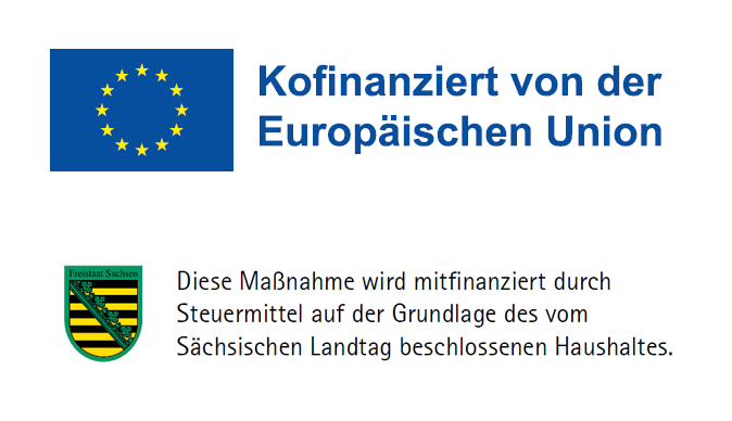 Kofianziert von der EU Logo und Sächsischer Landtag